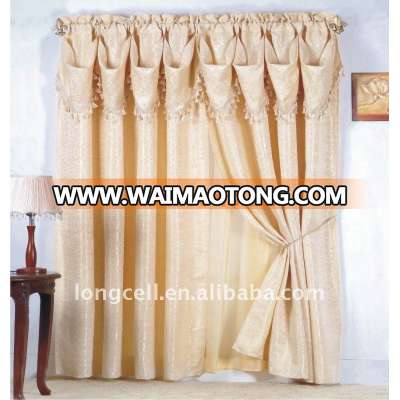 2016 newly fashion style 100% polyester jacquard curtain with valance